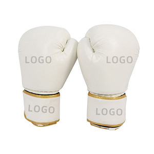 Gants de boxe en cuir blanc, à doigts entiers, avec fermeture à lacets au poignet, équipement d'entraînement pour adultes - Product Image 4