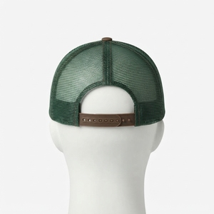 Men's <b>Green</b> Brown Trucker Cap Mesh Back Snapback Baseball <b>Hat</b> Custom Embroidered Logo Adjustable - Product Image 4