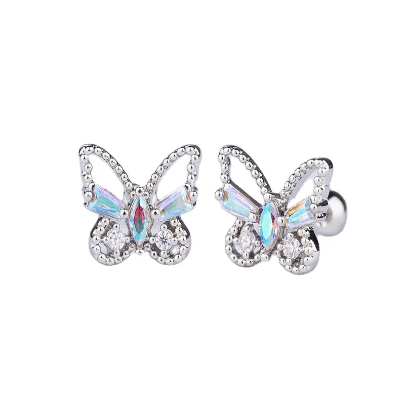 Butterfly heart opal piercing labret piercing jewelry brass zircon heart love jewelry sterling piercing girl nipple piercing