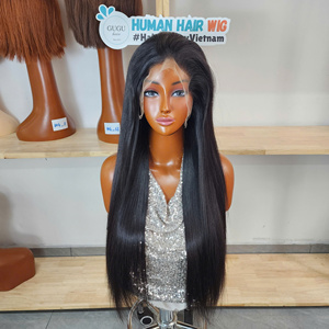 Perruques Lace Front Super Double Drawn en Cheveux Naturels Vietnamiens de Haute Qualité, Sans Colle, pour Femmes Noires, Densité 350% - Product Image 1