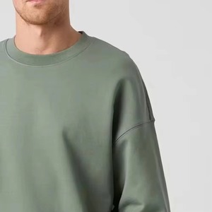 Sudadera con capucha y suéter de algodón premium para hombre, de felpa lisa teñida, jersey de cuello redondo blanco, conjunto de jogger personalizado OEM al por mayor - Product Image 3