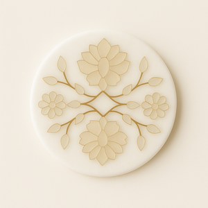 Handcrafted Yellow Floral Pattern <b>Coaster</b> with Red Leaves Round Decorative <b>Drink</b> Holder Elegant Modern Home Decor Accent - Product Image 6