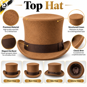 Top <b>Hat</b> Offers A Comfortable Fit Quality Construction & Timeless Appearance <b>For</b> <b>Weddings</b> Parties Events & Performance - Product Image 6