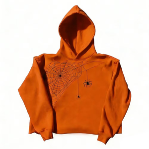 Sudadera con Capucha para Hombre, Diseño de Telaraña Gris, Estilo Casual para Otoño, Corte Regular, Tejido de Algodón, Logotipo en la Parte Delantera - Product Image 6
