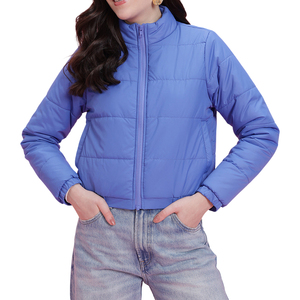 Chaqueta Acolchada para Mujer, Cierre de Cremallera, Color Sólido, Ropa de Invierno, Manga Larga, Material de Poliéster, Alta Calidad, Resistente al Viento - Product Image 1