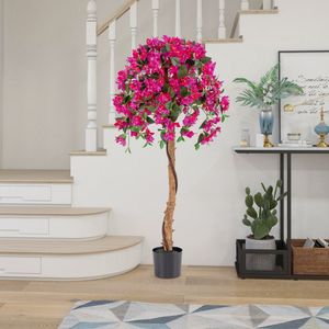 Set di 2 Alberi di Azalea Artificiali Alti 1,37 Metri con Vaso in Cemento Incluso - Product Image 3