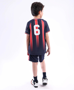Conjunto de Camiseta y Pantalones Cortos de Fútbol para Niños de Francia, Uniforme de Fútbol Transpirable Sublimado a Rayas, Camisetas Personalizadas para Equipos Infantiles - Product Image 2