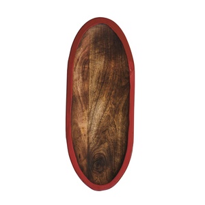 Plateau de service ovale en bois rustique apéritif Snack plateau décor de cuisine cadeau de pendaison de crémaillère - Product Image 1