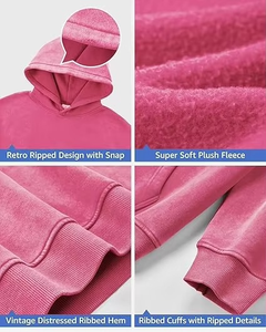 เสื้อสเวตเชิ้ตมีฮู้ดสีชมพูสำหรับผู้ชาย ทรงโอเวอร์ไซส์ สีพื้น ผ้าถักลำลอง แขนยาว มีกระเป๋า เหมาะสำหรับใส่ในฤดูใบไม้ร่วง - Product Image 4