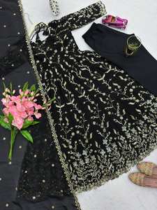 Compra al por mayor: Vestido Anarkali de seda Fandy de alta calidad con bordado de lentejuelas y hilo, Dupatta de 2.20 metros, Traje de ropa étnica completamente cosido, Tallas M L XL XXL - Product Image 5