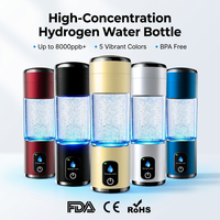 Bouteille d'eau riche en hydrogène à haute concentration (5-10 PPM) avec technologie SPE PEM, portable, alimentée par USB/batterie, pour usage domestique et extérieur