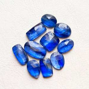 บลูไคยาไนต์ โรสคัท พลอยธรรมชาติ 10 ชิ้น ชุดหินบลูไคยาไนต์แบบแบน สำหรับทำเครื่องประดับ DIY งานฝีมือ - Product Image 4