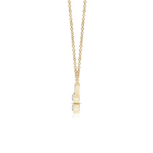 Pendentif à trois diamants ronds cultivés en laboratoire avec barre de diamants incurvée, or 10K 14K 18K, argent 925 935, bijoux fins - Product Image 4