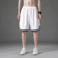 Shorts de bain noirs pour hommes à séchage rapide avec bande latérale blanche et cordon de serrage à la taille, style décontracté et sportif