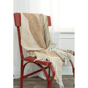 เตียงผ้าฝ้ายทอมือที่มีการออกแบบลายและขอบพู่ตกแต่งผ้าห่มส่งออกอินเดีย - Product Image 5