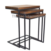Paires de 2 tables gigognes en aluminium plaqué or pour la maison, le bureau, les restaurants, les hôtels, table basse