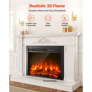 Caminetto Elettrico Moderno da Incasso a Parete da 28,5 Pollici con Fiamma Regolabile, Timer 8H, Telecomando e Vetro - Product Image 3