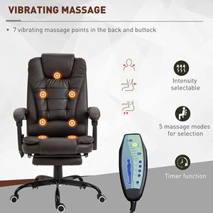 Sedia da Ufficio Ergonomica Marrone con Massaggio a 7 Punti e Poggiapiedi Retrattile, Sedia Direzionale in Rete - Product Image 5