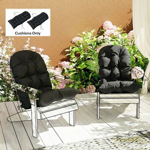 Set di 2 Cuscini per Sedia Adirondack, Cuscini da Esterno Trapuntati per Schienale Alto, Colore Nero - Product Image 2