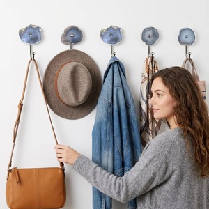 Modern Eco-Friendly Multifunction Flower Shape Wall Mounted <b>Coat</b> Hook with Agate Design and Nickel Finish - Product Image 2