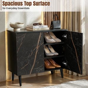 <b>Shoe</b> Cabinet - 3 Tier <b>Shoe</b> Rack with Door |Press Open 2 Door Engineered Wood <b>Shoes</b> Stand for Home - Product Image 5