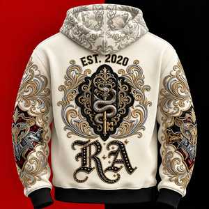 Embroidered Unisex Adult 2 in 1 Hoodie Set Long Sleeve Pullover with Side Pockets Solid Pattern Streetwear - Product Image 4