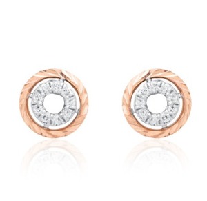 Pendientes de oro con diamantes naturales de primera calidad para mujer, elegantes, redondos, con corte brillante, joyería de moda nupcial, regalo, oro rosa, tamaño regular - Product Image 1