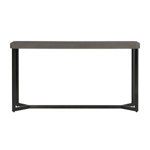 Console Moderne Industrielle Convertible avec Plateau Effet Béton Gris et Base Géométrique en Métal Noir pour Entrée ou Hôtel - Product Image 6