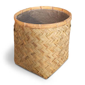 Maceta de Bambú Tejida a Mano al por Mayor, Cesta Natural para Interiores y Exteriores con Revestimiento de Cemento y Orificio de Drenaje, Decorativa Vintage para Plantas - Product Image 4
