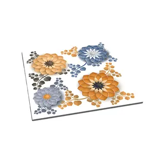 En popüler porselen karolar 3D dekoratif çiçek turuncu ve mavi güneş çiçek şekli fayans tasarım oturma odası zemin ve duvar için