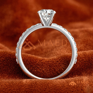 925 Sterling <b>Silver</b> Emerald Cut Moissanite/Diamond Engagement <b>Ring</b> for Women, Pave Diamond Band <b>Solitaire</b> <b>Ring</b> - Product Image 3