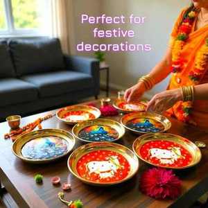 Plateaux et pots Pichwai en argent allemand, motifs Art Déco variés, pour décoration intérieure, cadeaux de mariage indien, cadeaux de Diwali, cadeaux de remerciement indiens - Product Image 5