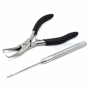 Pince de précision légère et réutilisable en acier inoxydable de qualité supérieure de 5 pouces pour l'élimination des extensions capillaires, avec poignée noire et aiguille à boucle - Product Image 6