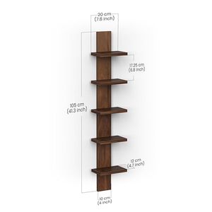Wood <b>Wall</b> Mounted <b>Floating</b> <b>Shelf</b> 5 Tier Vertical Display Rack Modern Multifunction Decorative Storage Organizer Living Room - Product Image 3