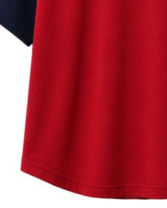 Camiseta raglan roja y azul marino para hombre, de manga corta, cuello redondo, algodón, personalizada, informal, estilo urbano, con bloques de color. - Product Image 6