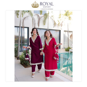 Nouvelle arrivée de vêtements pakistanais de créateurs, collection ethnique de costumes en velours avec broderies à bas prix - Product Image 2