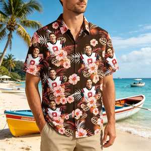 Chemise Hawaïenne Personnalisée pour Homme Adulte, Impression Photo, Design Tropical, Tissu Lin/Coton, Service ODM, 5XL, Anti-UV, Respirante - Product Image 1