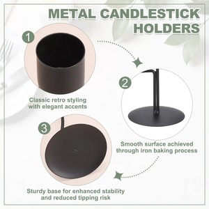 Modern <b>Black</b> Iron <b>Candlestick</b> <b>Holder</b> 7.3inch Durable Home Decoration - Product Image 6