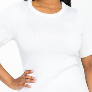   Robe en tricot à manches courtes blanche pour femmes, élégante, décontractée, extensible, robe moulante en tricot, tenue élégante pour les soirées de sororité - Product Image 6