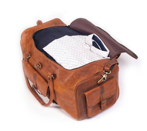 Fashion Waterproof Leather Duffle <b>Bag</b> Breathable <b>Travel</b> Gym <b>Weekend</b> Adjustable Shoulder Strap Carry Handles Leather Duffle <b>Bag</b> - Product Image 3