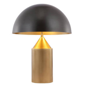 KS International Modern Mushroom <b>Table</b> Lamp Brass Desk Light Gold <b>Black</b> Dome Shade Decorative Lamp for Hotel Restaurant Villa - Product Image 1