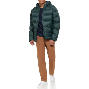 Chaqueta Acolchada con Capucha Verde Oscuro, Cierre de Cremallera, Resistente al Viento, de Poliéster, Estilo Casual, Corte Regular - Product Image 5