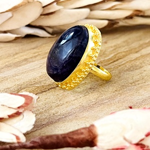 Latest Style Boho Gemstone <b>Ring</b> Vintage Brass <b>Rings</b> Women 18k Gold Plated Ethnic Oval Beaded Tribal <b>Statement</b> Wholesale/OEM/ODM - Product Image 5