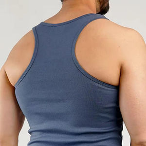 High Quality <b>Mens</b> Gym Tank Top Crew Neck Quick Dry Breathable Fitness <b>Singlet</b> Ribbed Cotton Vest - Product Image 6