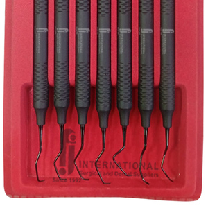 Juego de 7 Curetas Dentales Manuales Gracey, Nuevo Diseño de Mango, Acero Inoxidable, Recubrimiento de Color, Agarre Ergonómico - Product Image 6