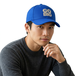 Casquette de baseball brodée Go Big bleue à 6 panneaux unisexe décontractée - Product Image 4