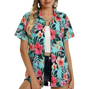 Camisa Aloha para mujer con estampado floral tropical, abotonada, de corte relajado, blusa de playa de verano - Product Image 1
