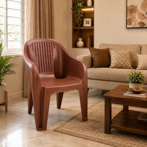 Silla de Comedor Moderna de Plástico para Sala de Estar con Respaldo en Forma de Flecha y Reposabrazos para Uso en Exteriores, Diseño Apilable, Estilo Contemporáneo - Product Image 4
