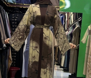 Wholesale Umbrella Abaya Stone Work Handmade Sequined Arabic Dubai Style Full Flare Nida Fabric Evening Party Dress - Product Image 6