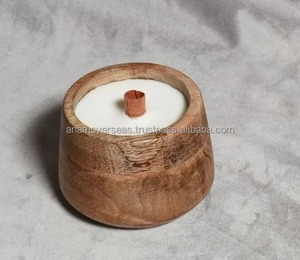 Portavelas de Madera Natural Estilo Rústico para Sala de Estar y Mesa de Comedor - Product Image 4